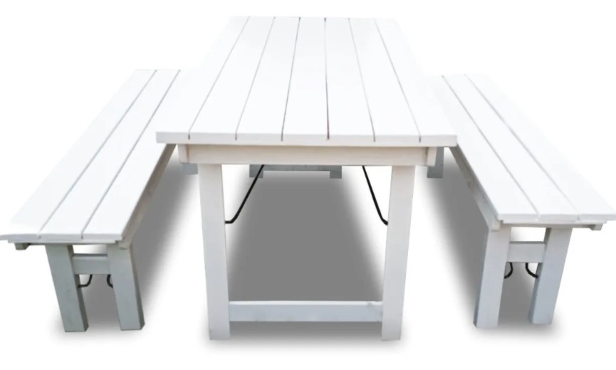 Mesa Libro 1.80x0.90x0.77 Plegable De Madera + 8 Sillas